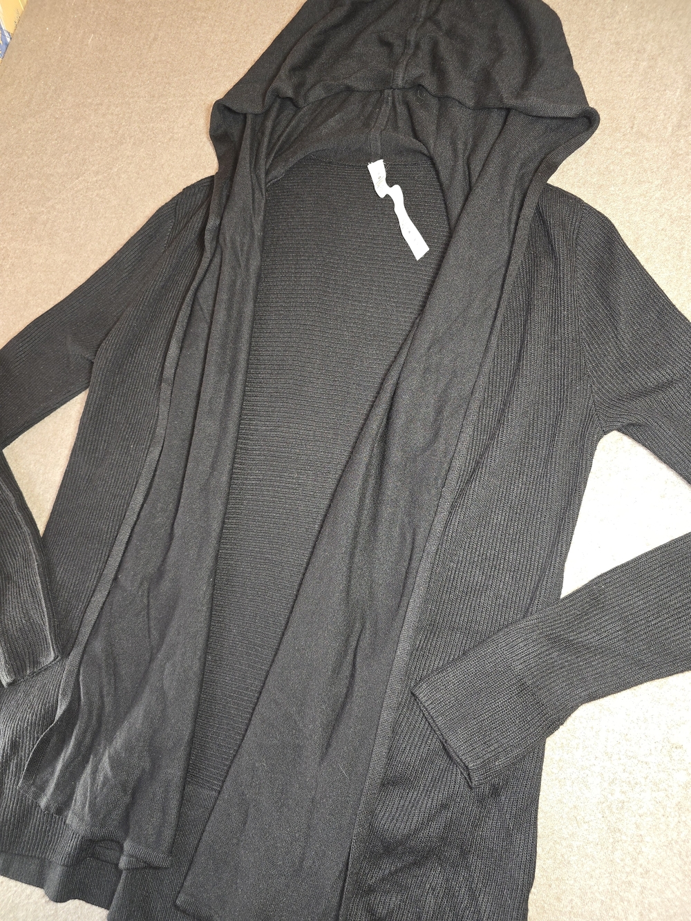 Lululemon Peace Of Mind Black Hooded Open-Front Cardigan Women's 8